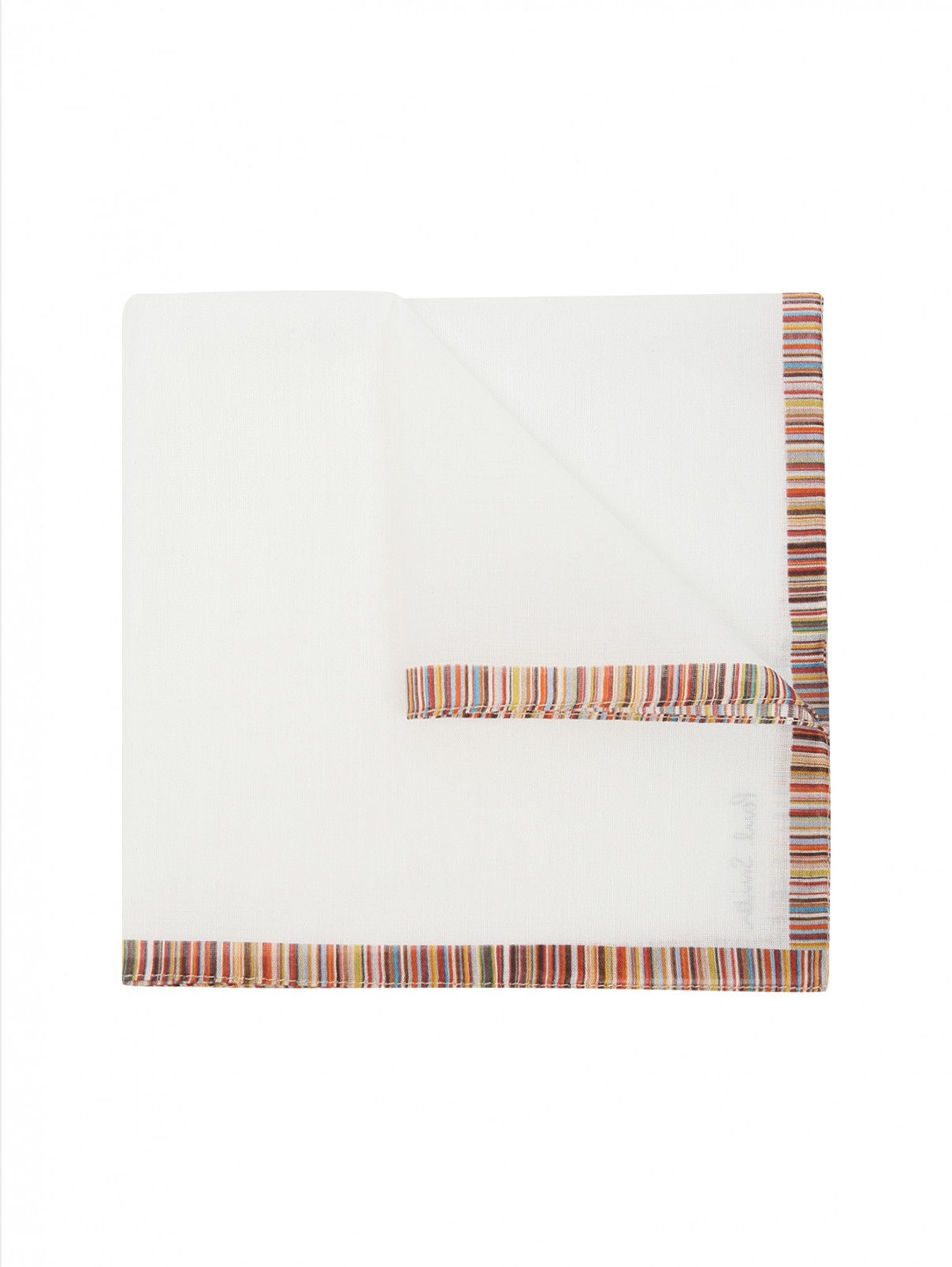 Платок из хлопка с контрастной вставкой Paul Smith  –  Общий вид  – Цвет:  Белый