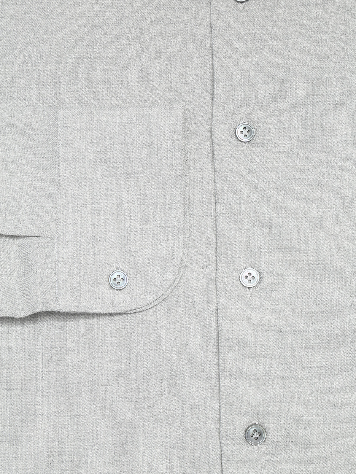 Однотонная рубашка из хлопка и кашемира LARDINI  –  Деталь  – Цвет:  Серый