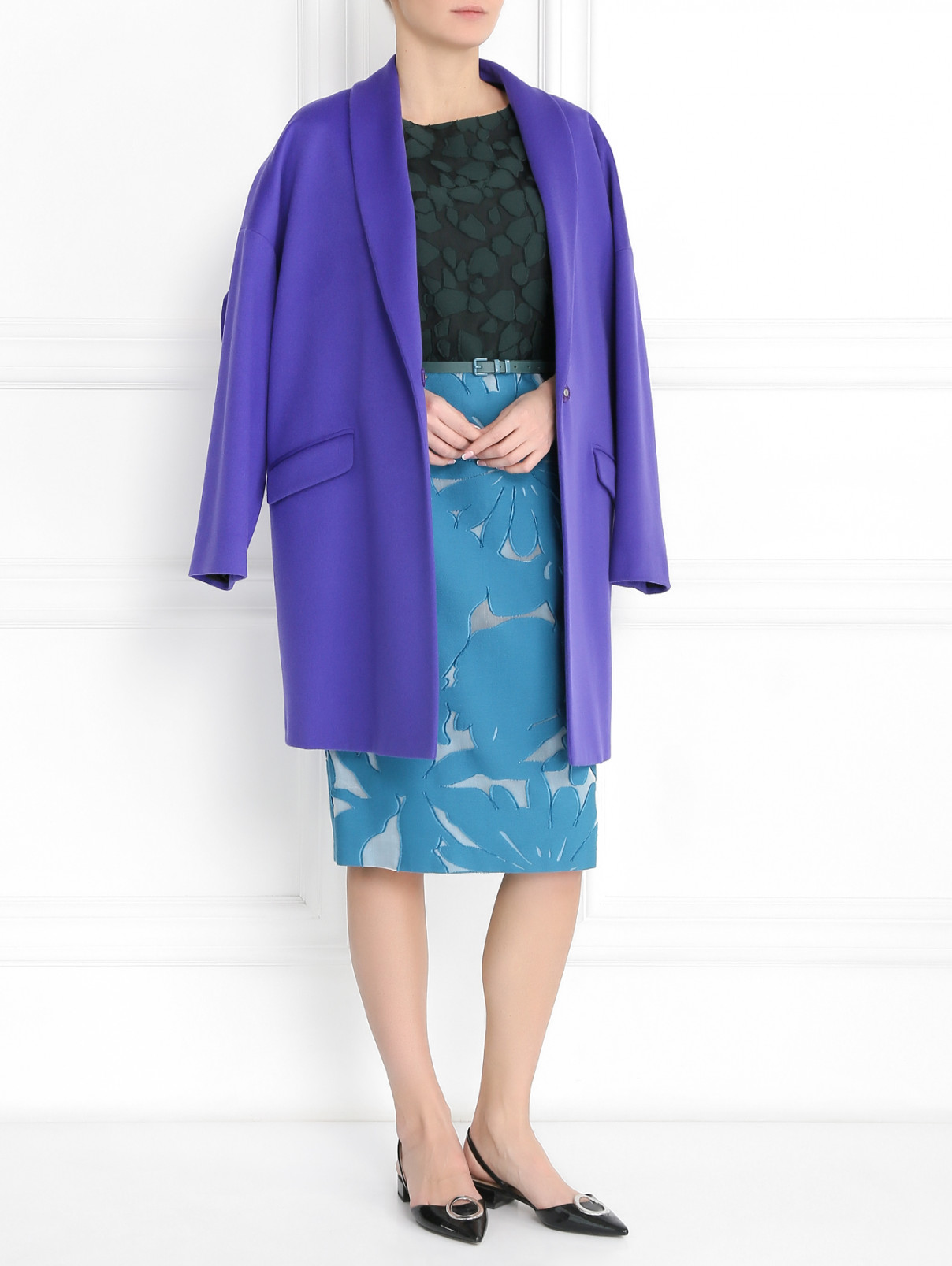 Платье-футляр из хлопка и шелка с ремнем Max Mara  –  Модель Общий вид  – Цвет:  Узор