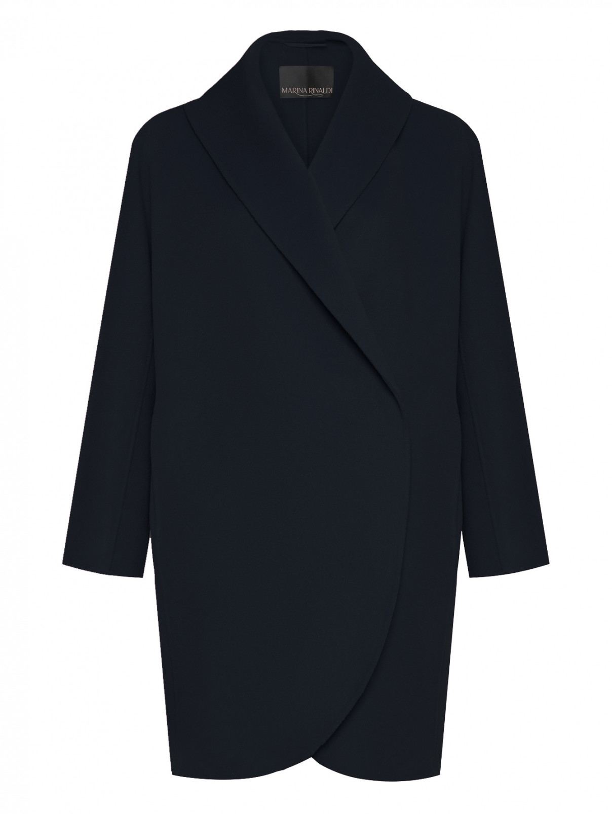 Пальто с шалевым воротником Marina Rinaldi  –  Общий вид  – Цвет:  Синий