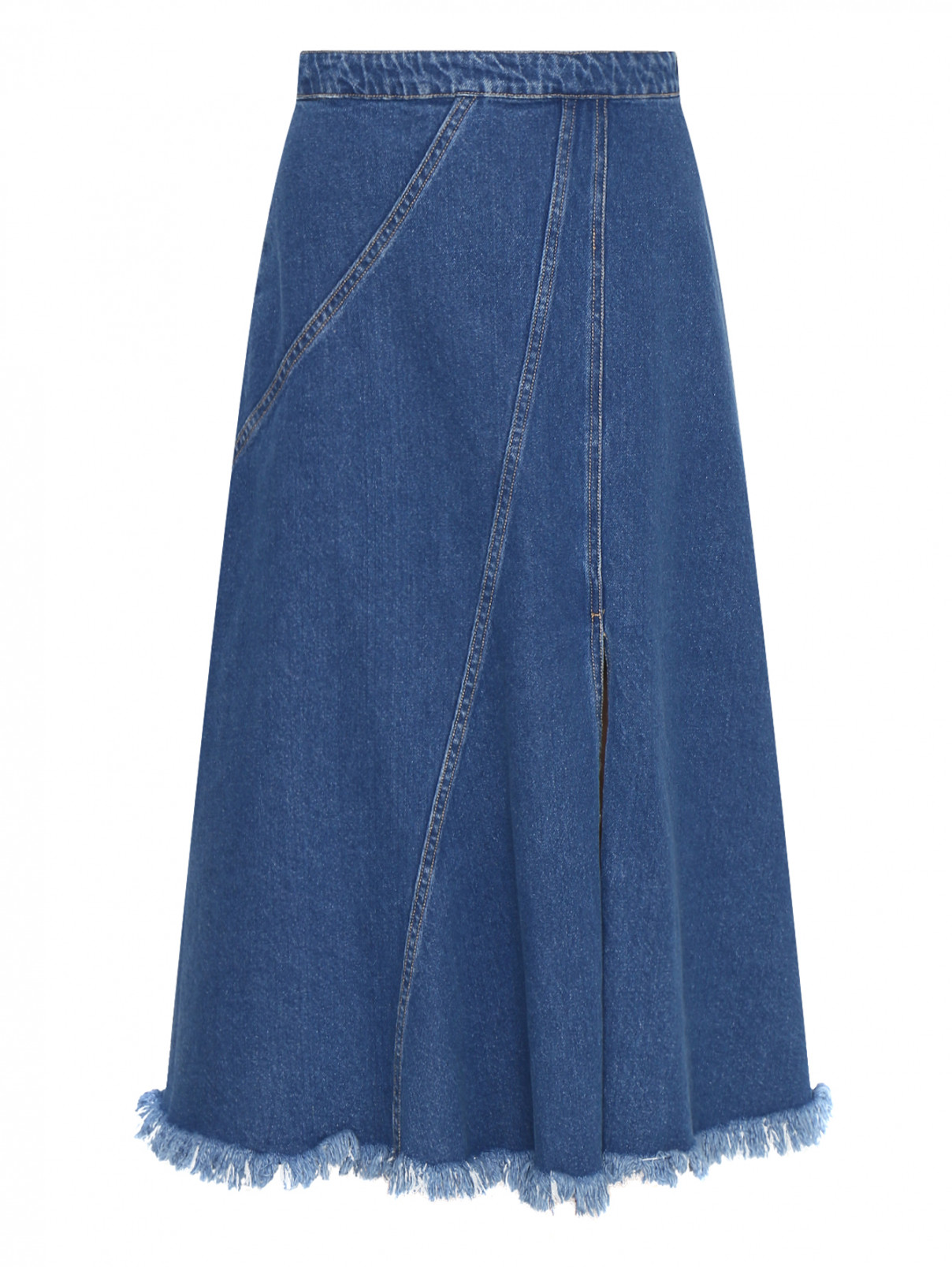 Джинсовая юбка из хлопка на молнии BOSCO  –  Общий вид  – Цвет:  Синий