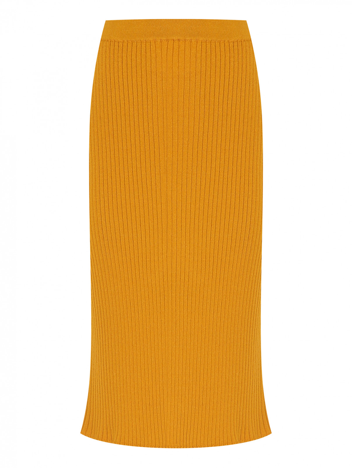 Юбка-трикотажная в рубчик Luisa Spagnoli  –  Общий вид  – Цвет:  Желтый