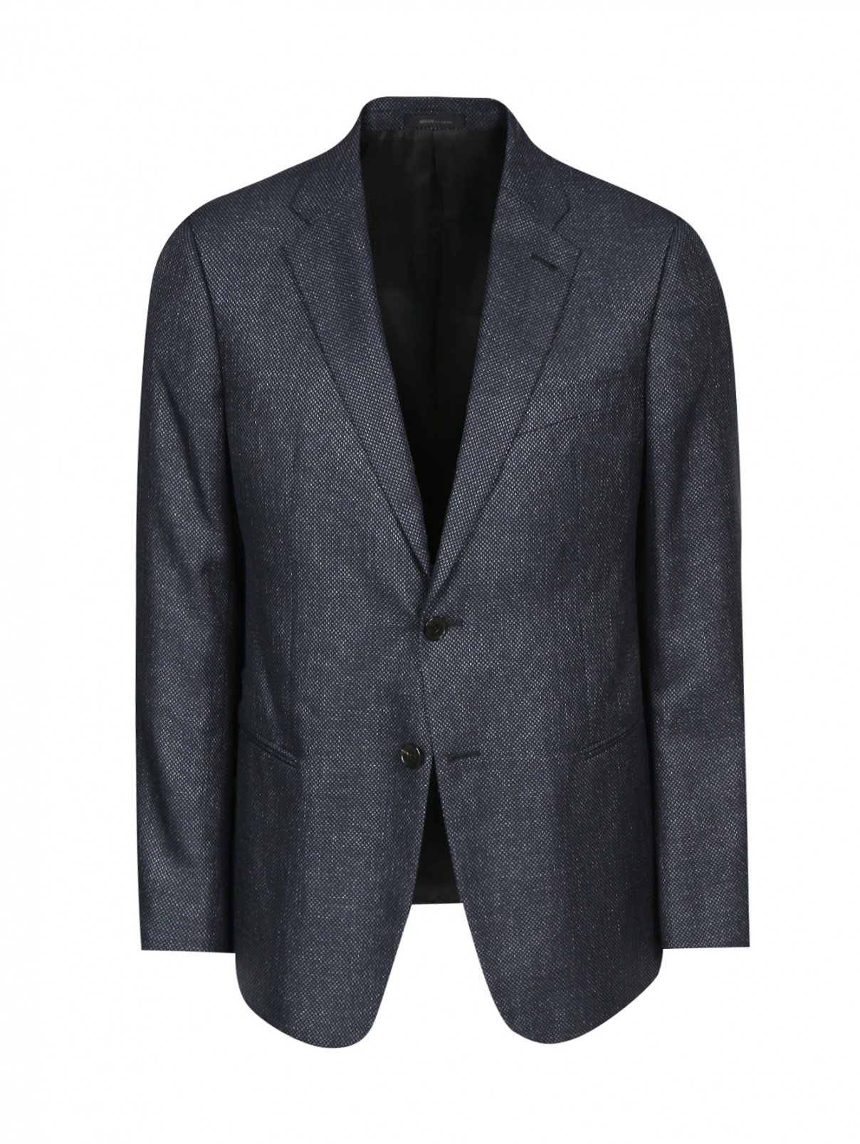 Пиджак однобортный из шерсти и шелка Armani Collezioni  –  Общий вид  – Цвет:  Синий