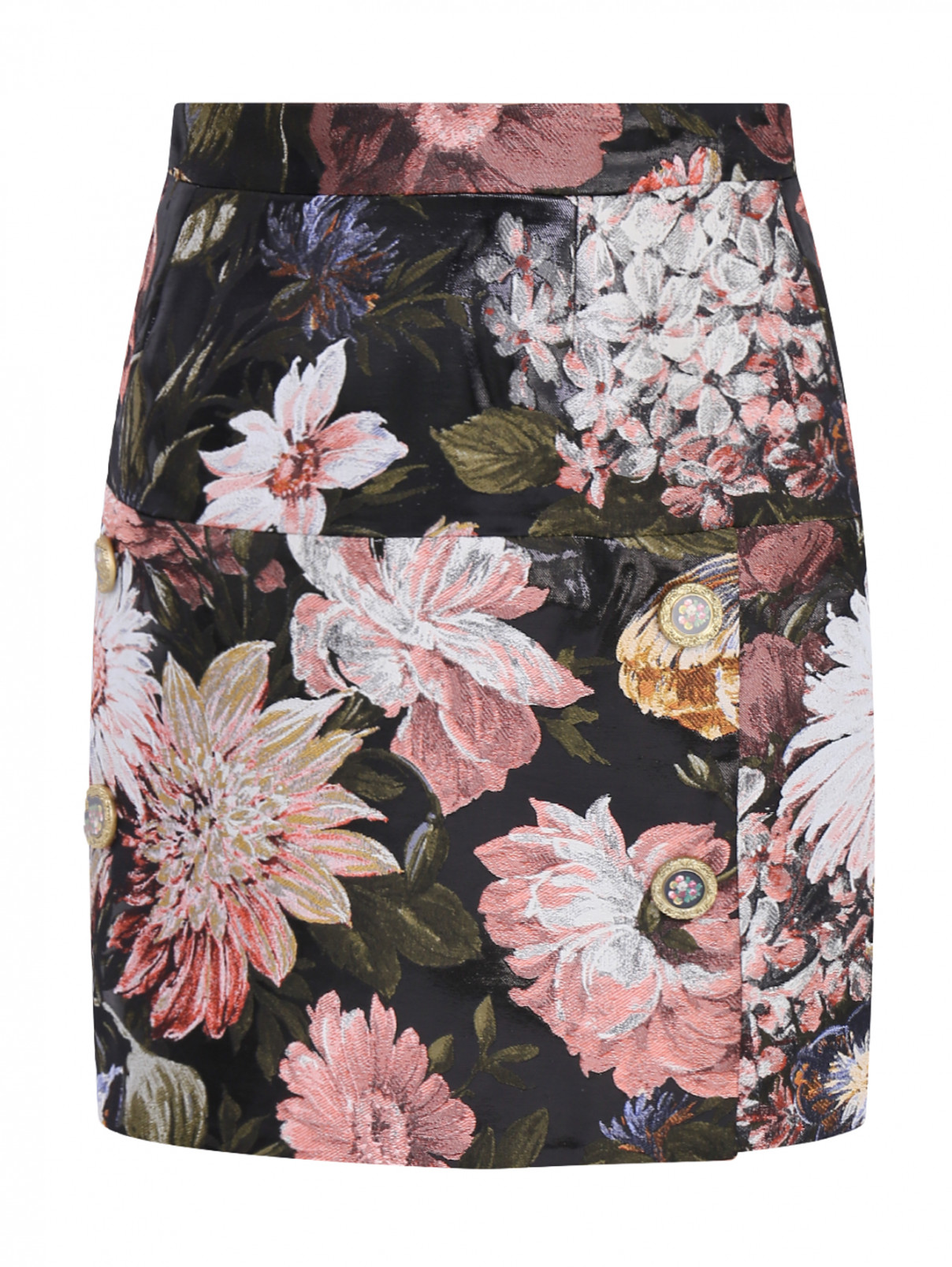 Юбка из жаккарда с пуговицами Dolce & Gabbana  –  Общий вид  – Цвет:  Мультиколор