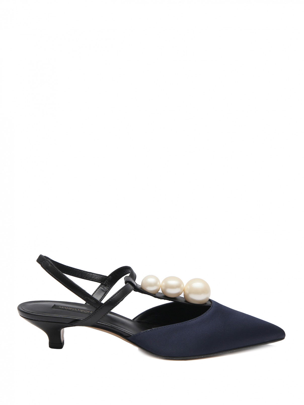 Туфли из шелковой ткани с жемчугом Marina Rinaldi  –  Обтравка1  – Цвет:  Черный