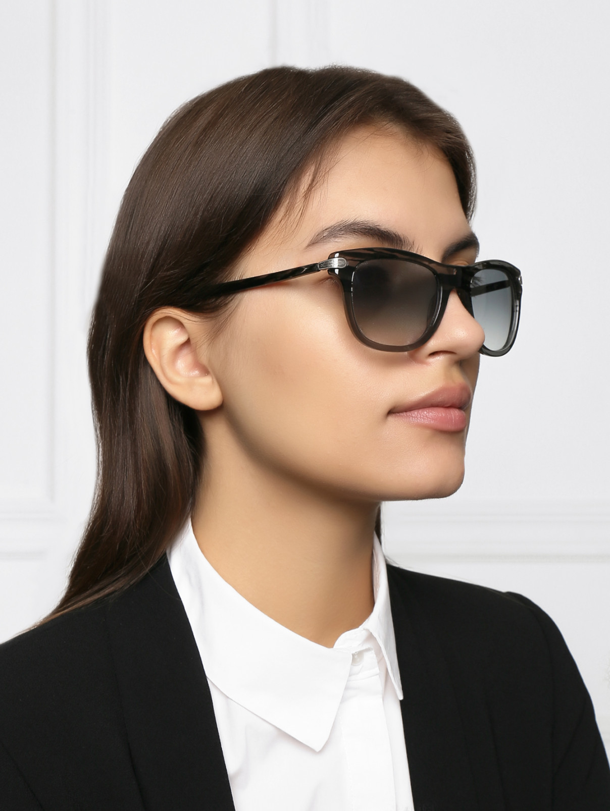 Солнцезащитные очки в пластиковой оправе с узором Oliver Peoples  –  МодельОбщийВид  – Цвет:  Серый