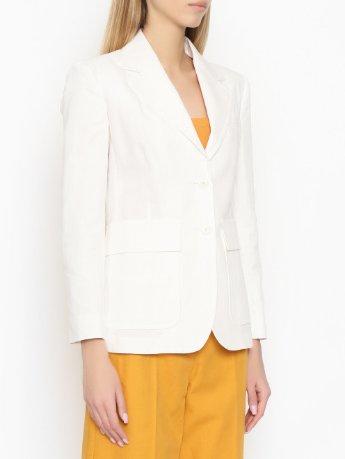Жакет из хлопка и льна с накладными карманами Weekend Max Mara - МодельВерхНиз
