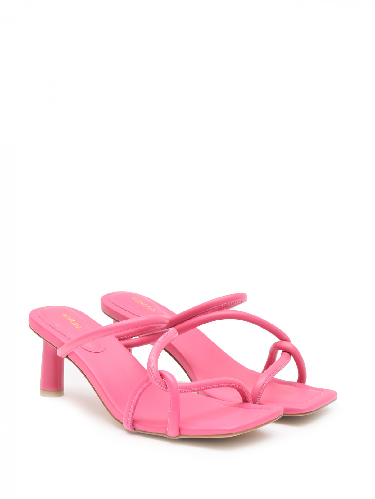 Босоножки из кожи на среднем каблуке Suncoo  –  Общий вид  – Цвет:  Розовый