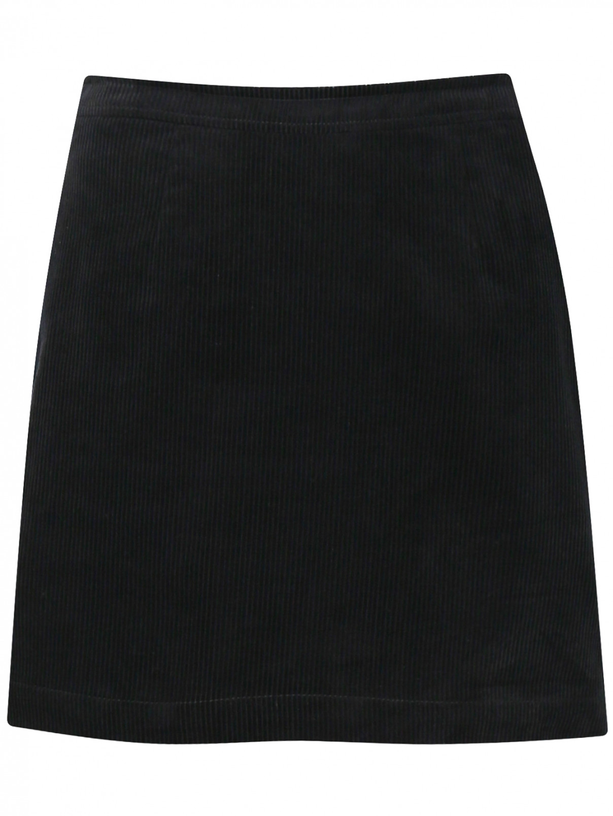 Юбка-мини из вельвета с карманами Calvin Klein  –  Общий вид  – Цвет:  Черный