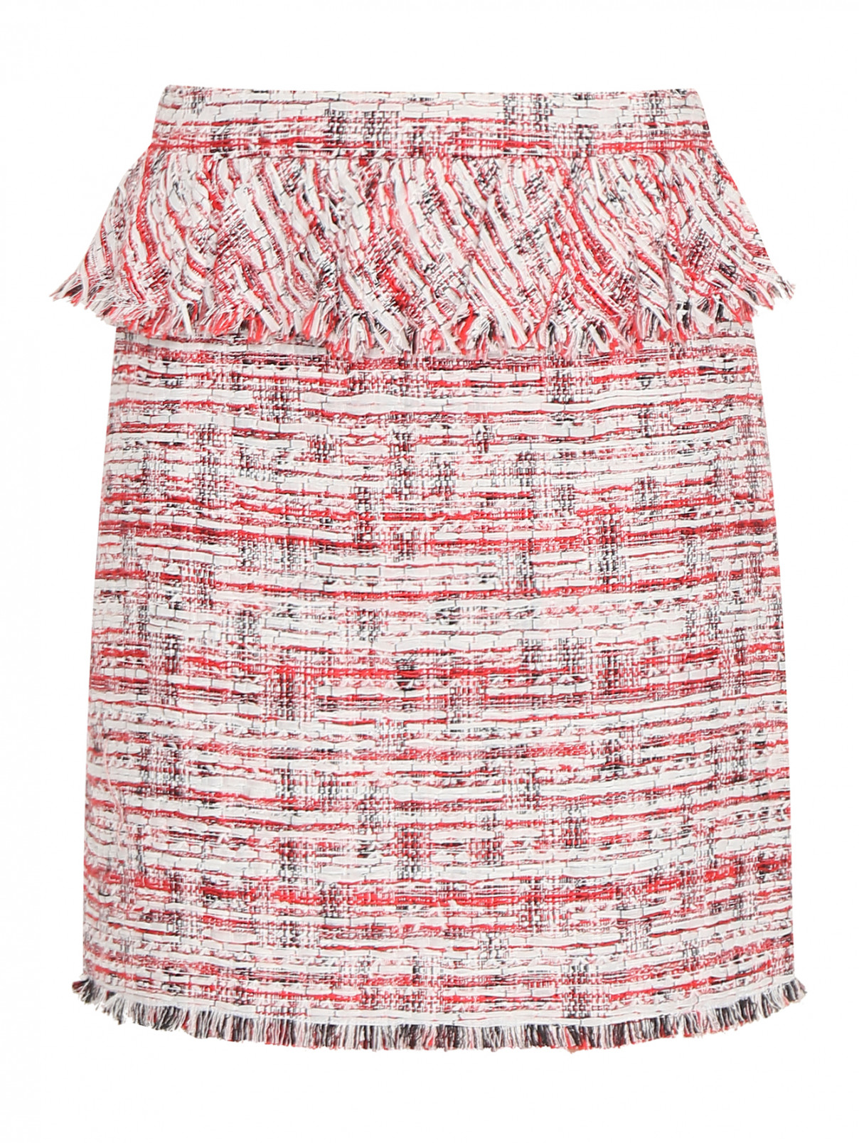 Фактурная юбка с бахромой и декоративной отделкой Karl Lagerfeld  –  Общий вид  – Цвет:  Белый