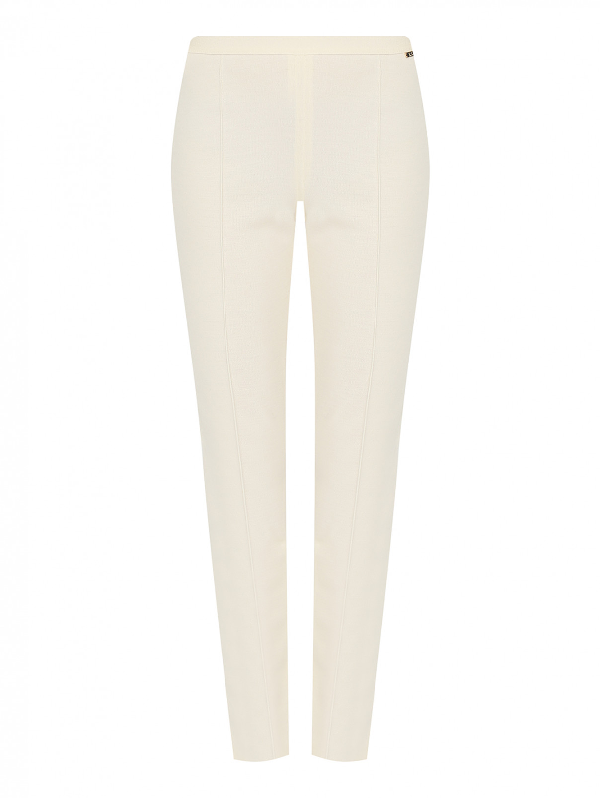 Однотонные брюки из шерсти на резинке Luisa Spagnoli  –  Общий вид  – Цвет:  Белый