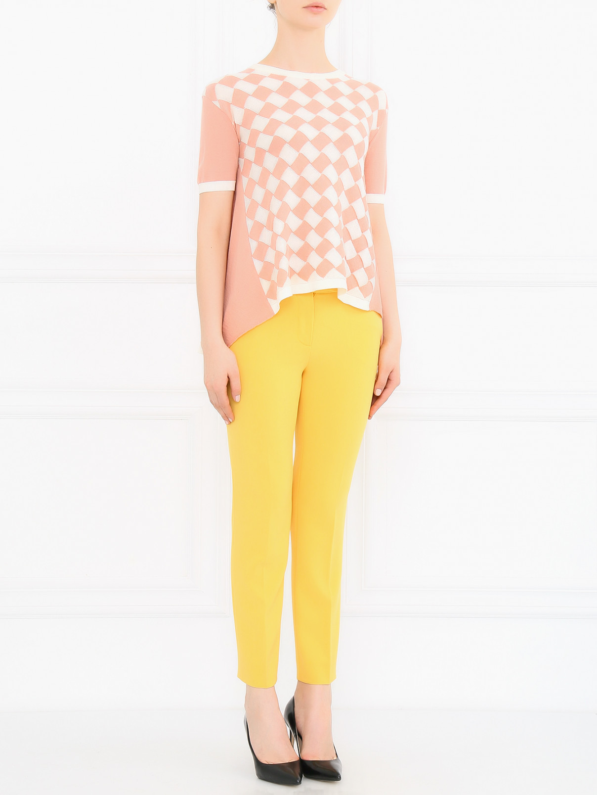 Укороченные брюки Moschino Cheap&Chic  –  Модель Общий вид  – Цвет:  Желтый