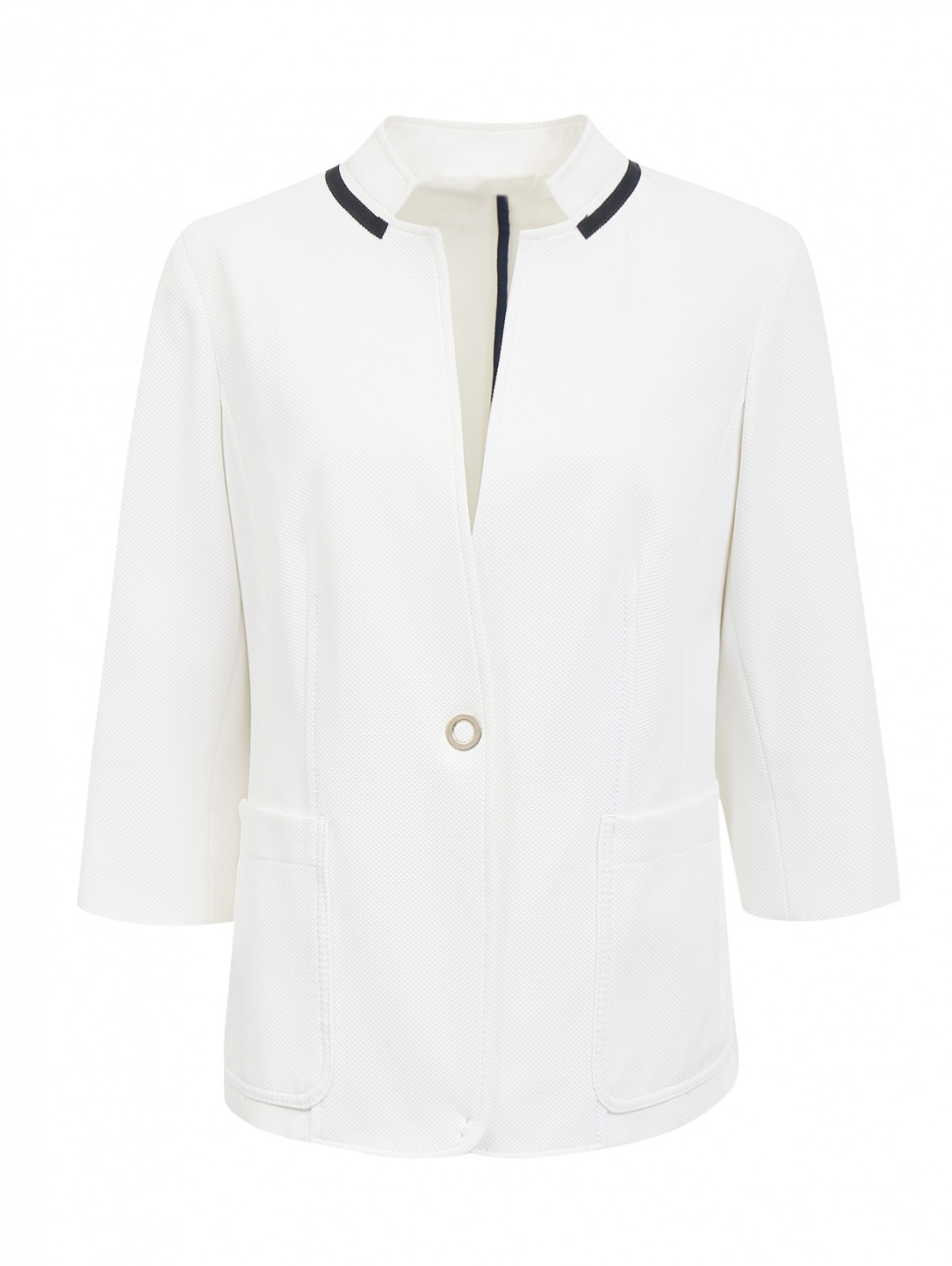 Приталенный жакет с накладными карманами Marina Sport  –  Общий вид  – Цвет:  Белый