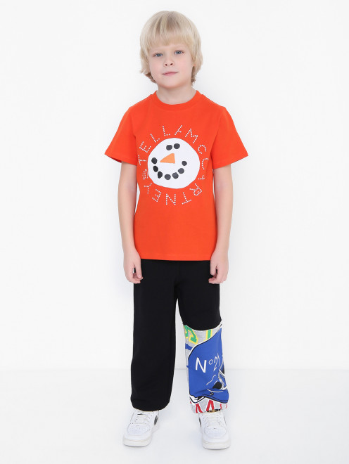 Хлопковая футболка с принтом Stella McCartney kids - МодельОбщийВид
