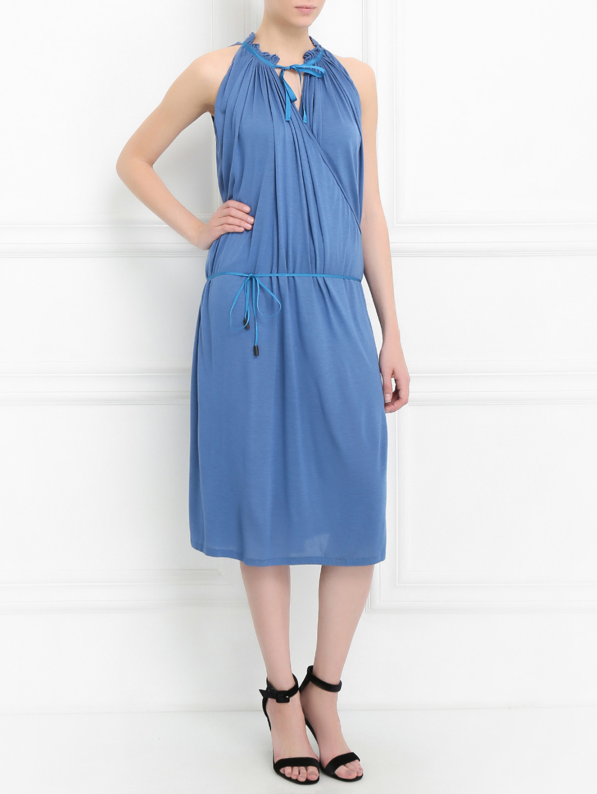 Платье-мини без рукавов Costume National  –  Модель Общий вид  – Цвет:  Синий