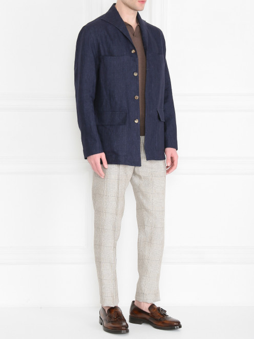 Пиджак из льна с накладными карманами LARDINI - МодельОбщийВид