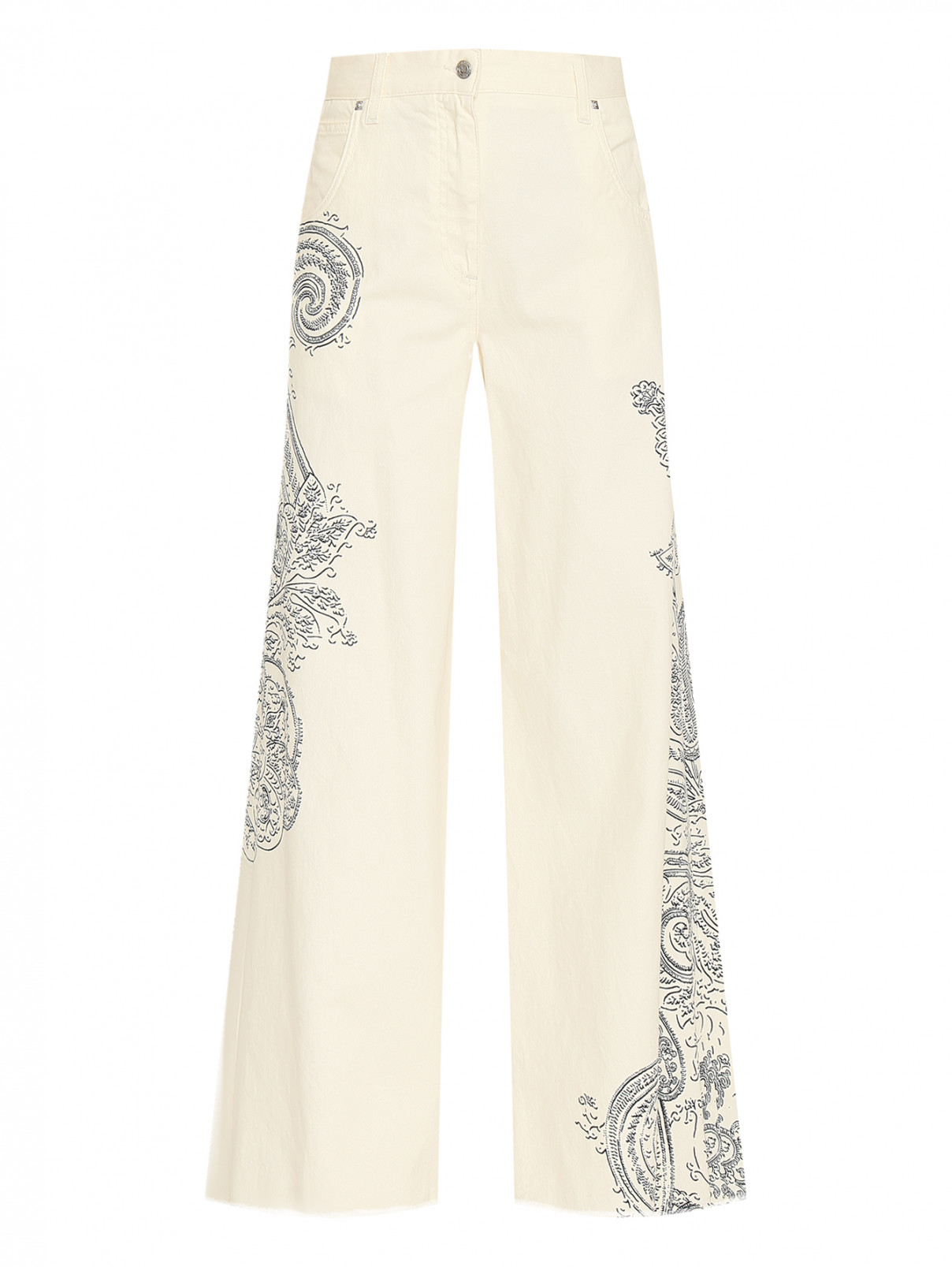 Широкие джинсы с узором пейсли Etro  –  Общий вид  – Цвет:  Белый