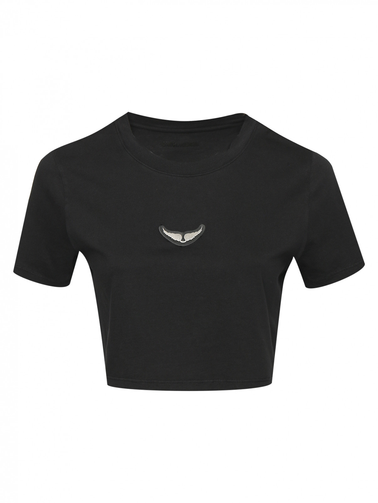 Укороченная футболка из хлопка с логотипом Zadig&Voltaire  –  Общий вид  – Цвет:  Серый