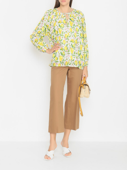 Блуза из хлопка с узором лимоны Palm Noosa - МодельОбщийВид