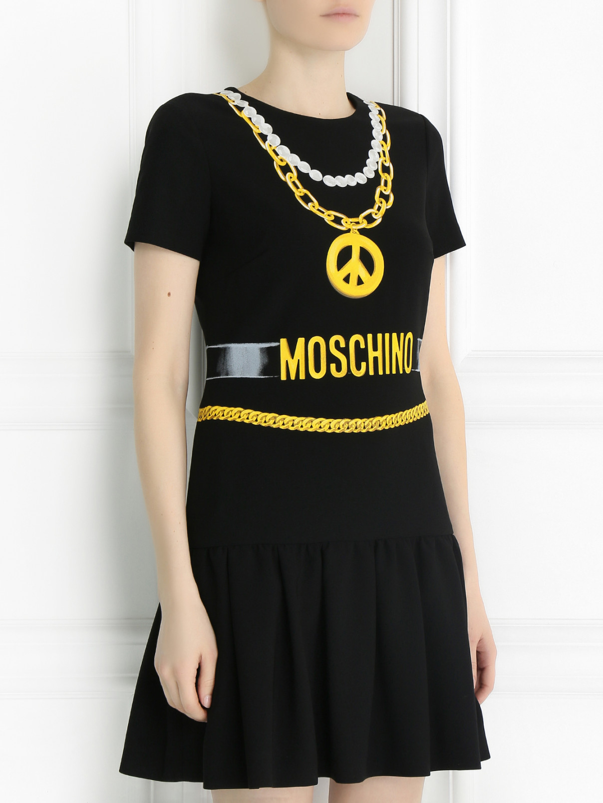 Платье с заниженной талией и принтом Moschino Couture  –  Модель Верх-Низ  – Цвет:  Черный