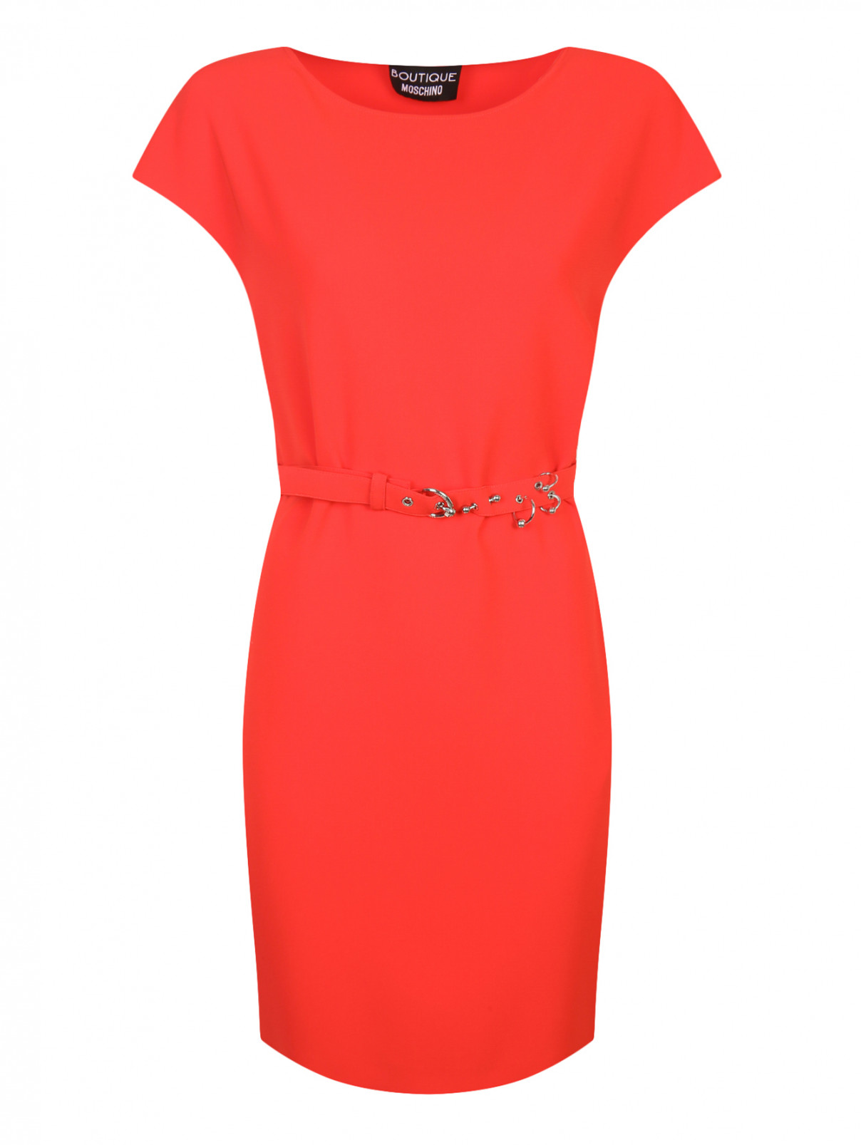 Платье свободного кроя под пояс Moschino Boutique  –  Общий вид  – Цвет:  Красный