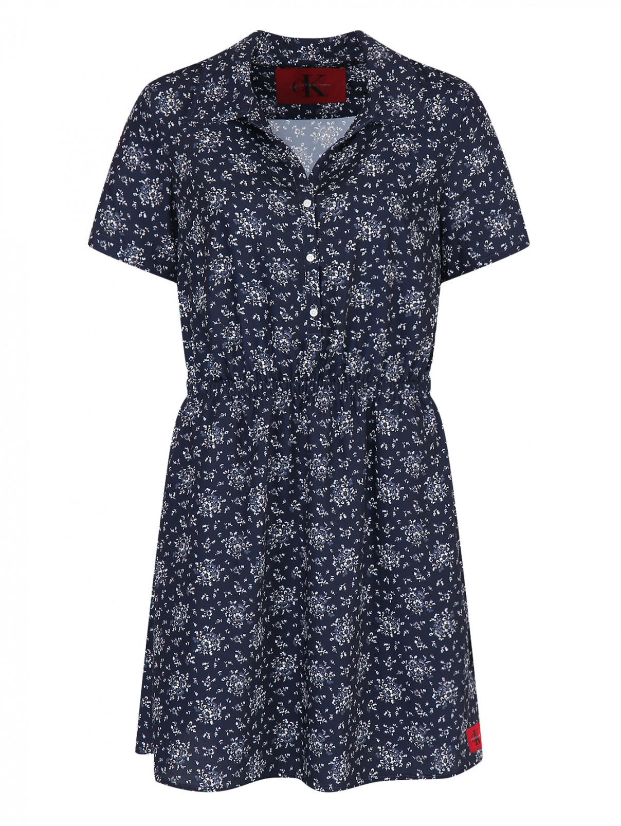 Платье с цветочным узором Calvin Klein  –  Общий вид  – Цвет:  Синий