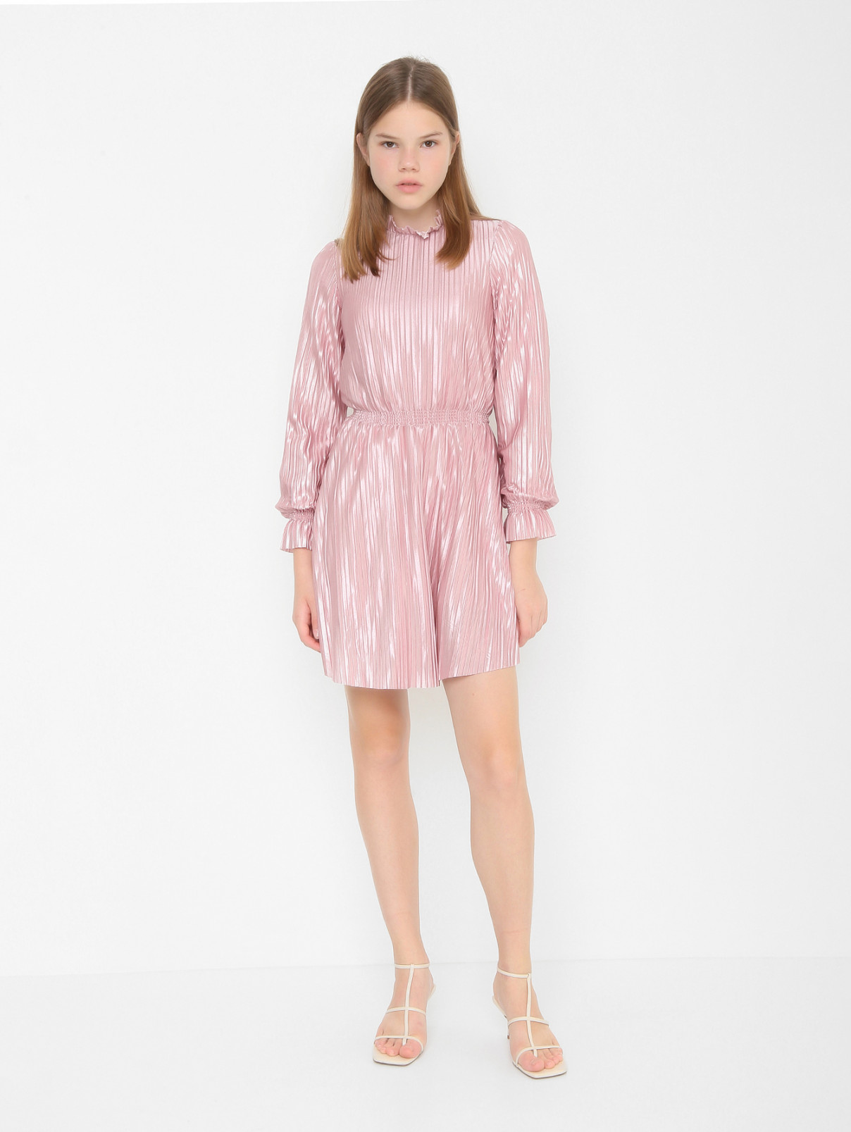 Платье-гофре с длинным рукавом PINKO  –  МодельОбщийВид  – Цвет:  Розовый