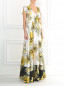 Платье-макси из шелка с цветочным узором N21  –  Модель Общий вид
