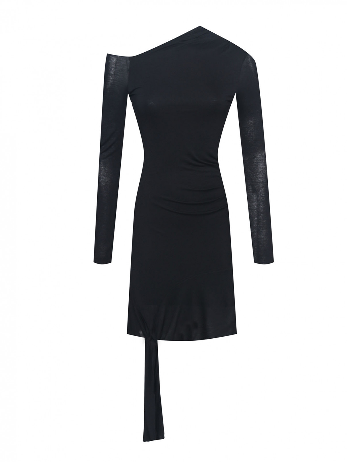 Платье однотонное из вискозы Helmut Lang  –  Общий вид  – Цвет:  Черный