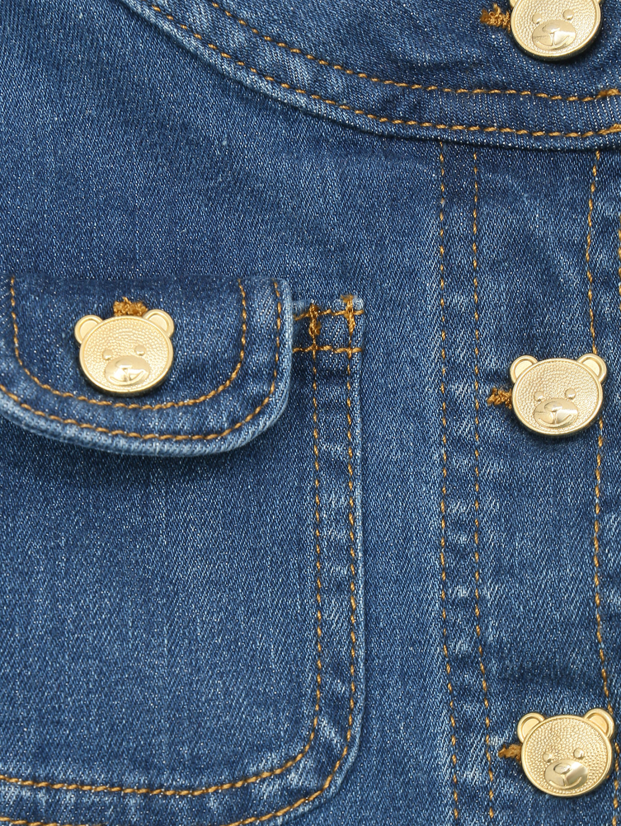 Джинсовая куртка с фигурными пуговицами Moschino  –  Деталь  – Цвет:  Синий