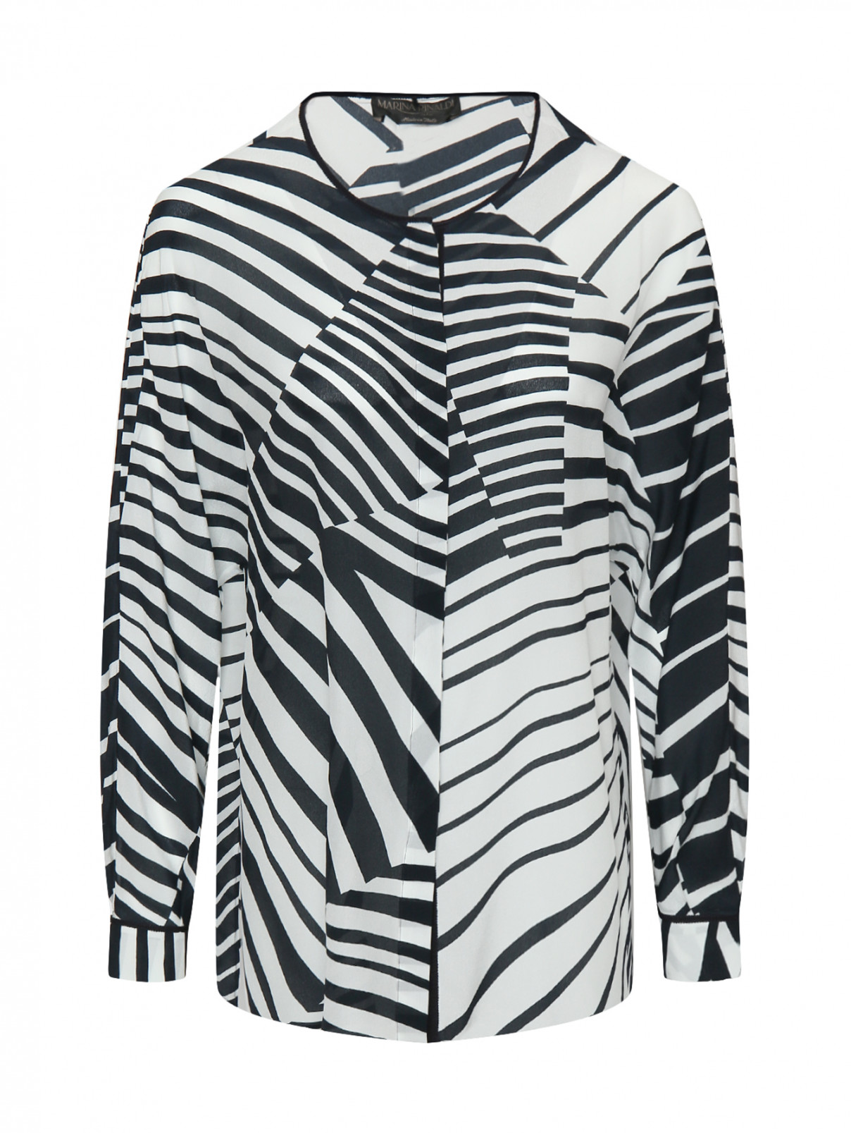 Блуза из шелка с узором Marina Rinaldi  –  Общий вид  – Цвет:  Белый