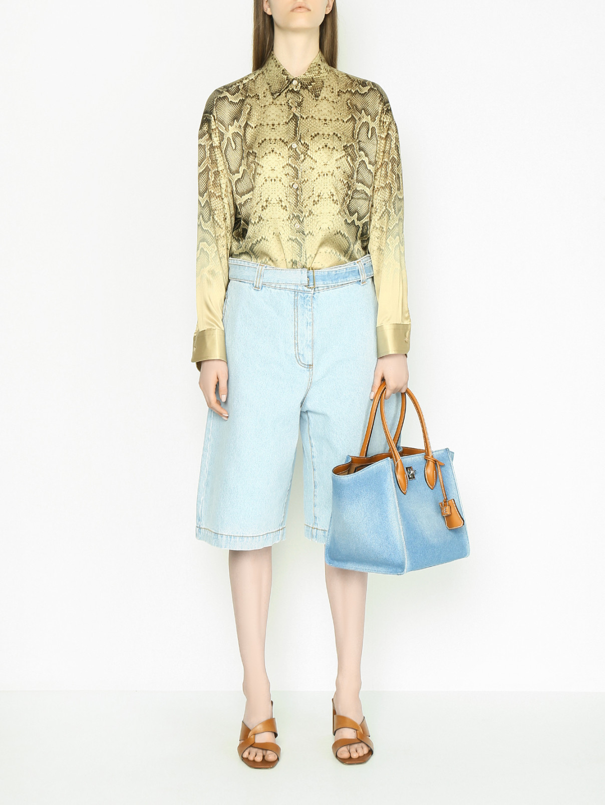 Блуза из шелка с узором Ermanno Scervino  –  МодельОбщийВид  – Цвет:  Коричневый