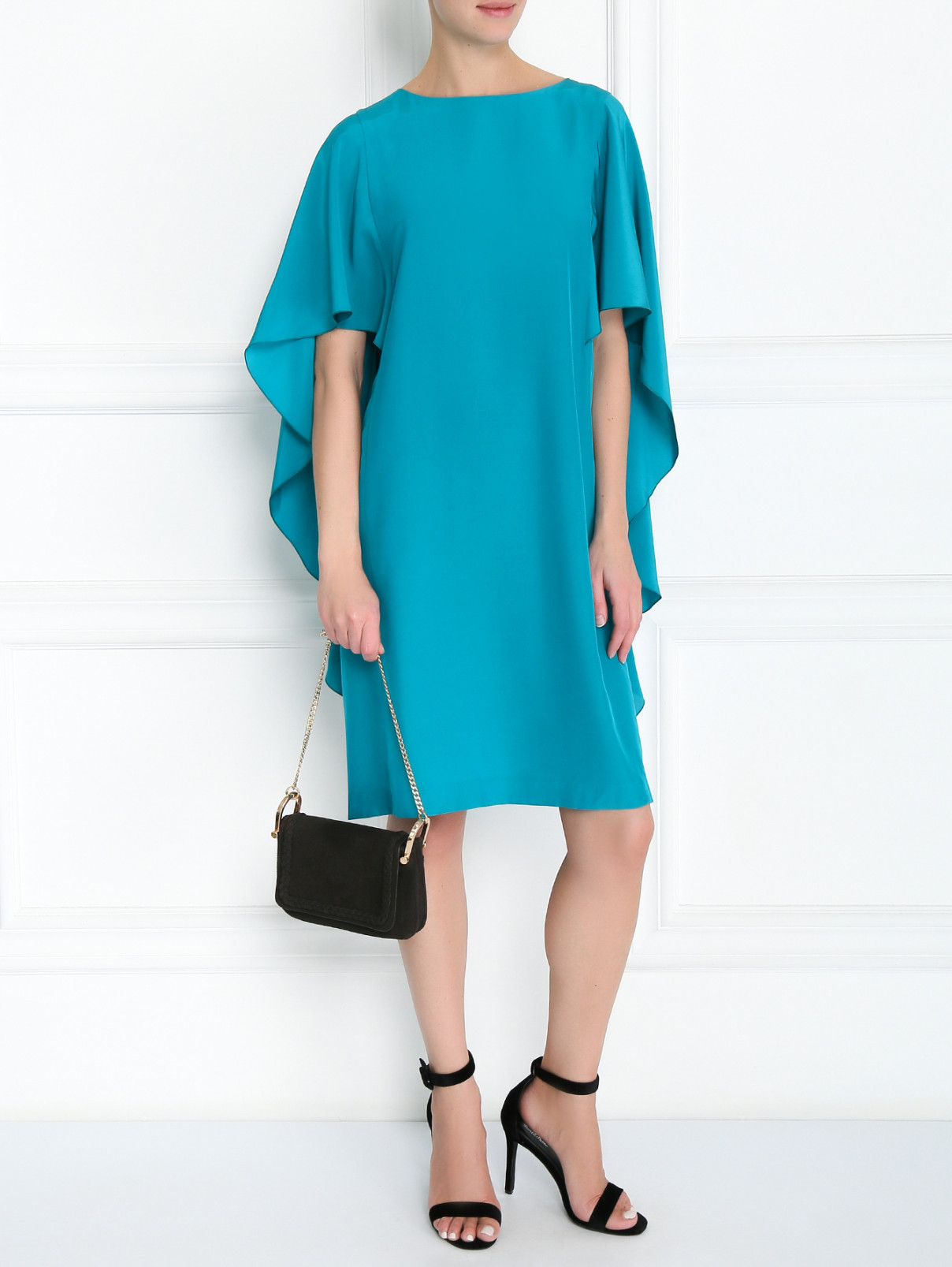 Платье-мини из шелка свободного кроя Alberta Ferretti  –  Модель Общий вид  – Цвет:  Зеленый