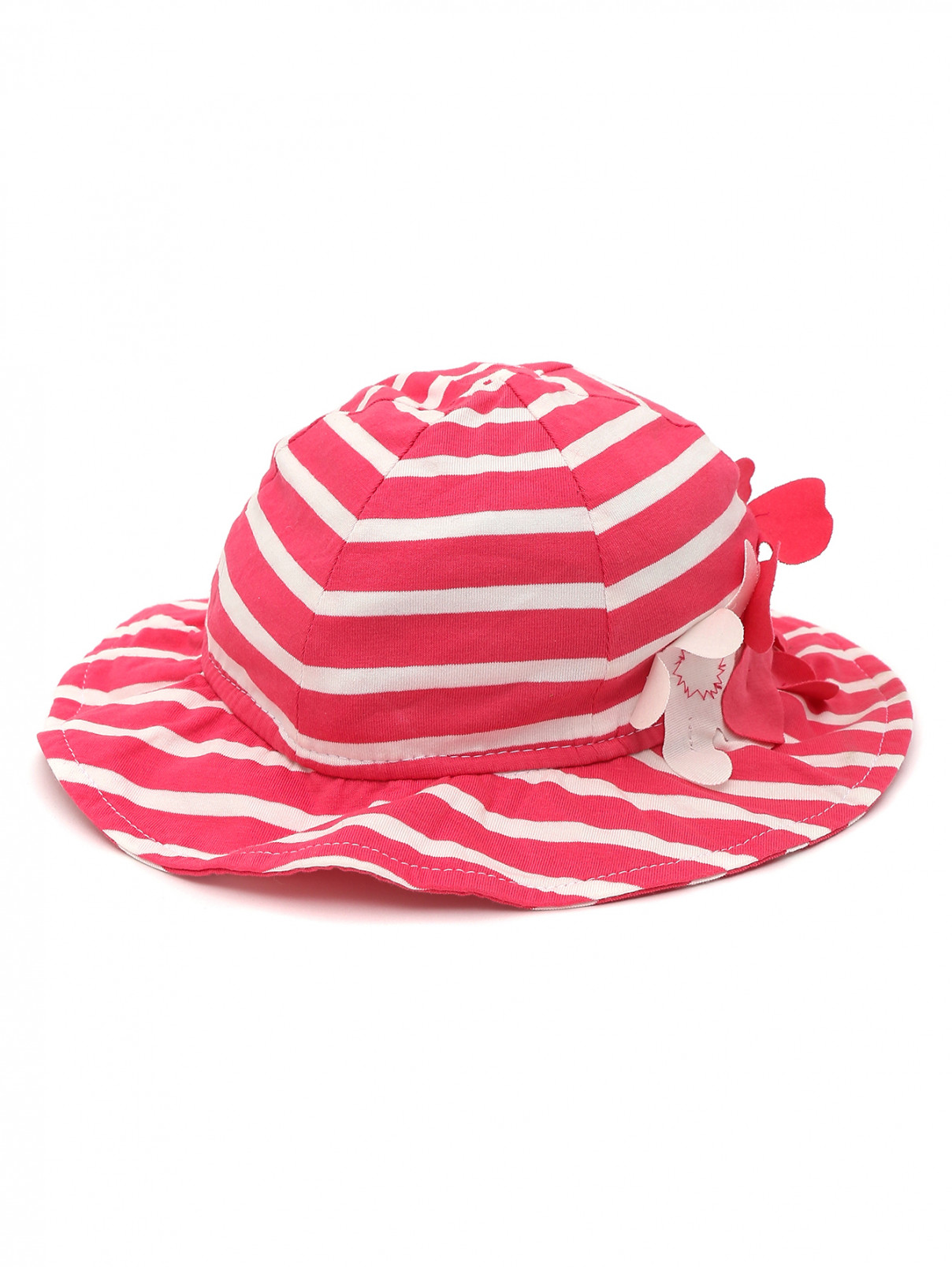 Панама из хлопка с узором "полоска" Il Gufo  –  Общий вид  – Цвет:  Розовый