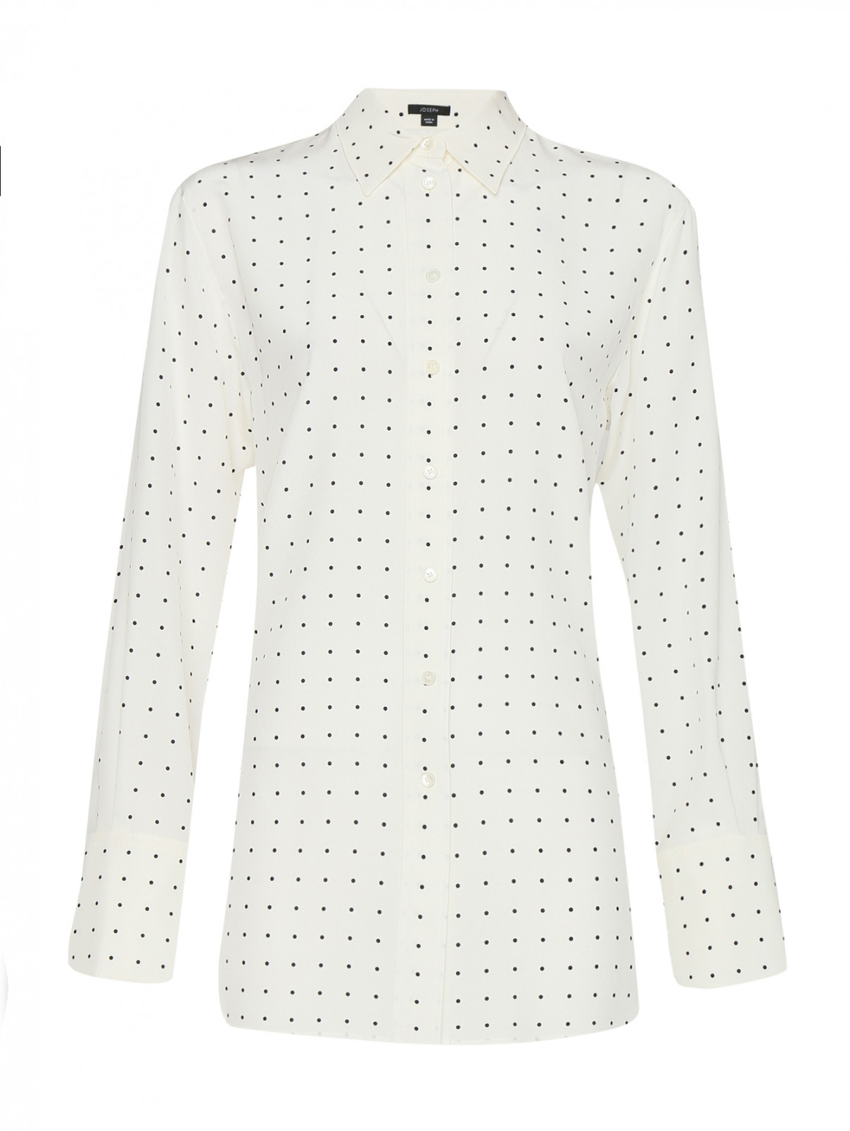 Блуза из шелка свободного кроя с узором Joseph  –  Общий вид  – Цвет:  Белый