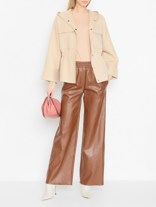 Укороченное пальто на кнопках с капюшоном и кулиской Weekend Max Mara - МодельОбщийВид