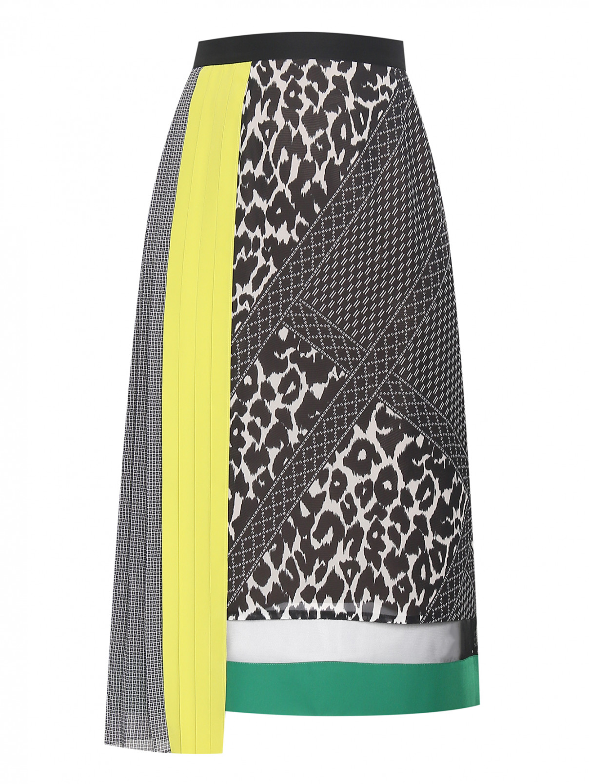 Плиссированная юбка-миди с контрастными вставками Marina Rinaldi  –  Общий вид  – Цвет:  Узор