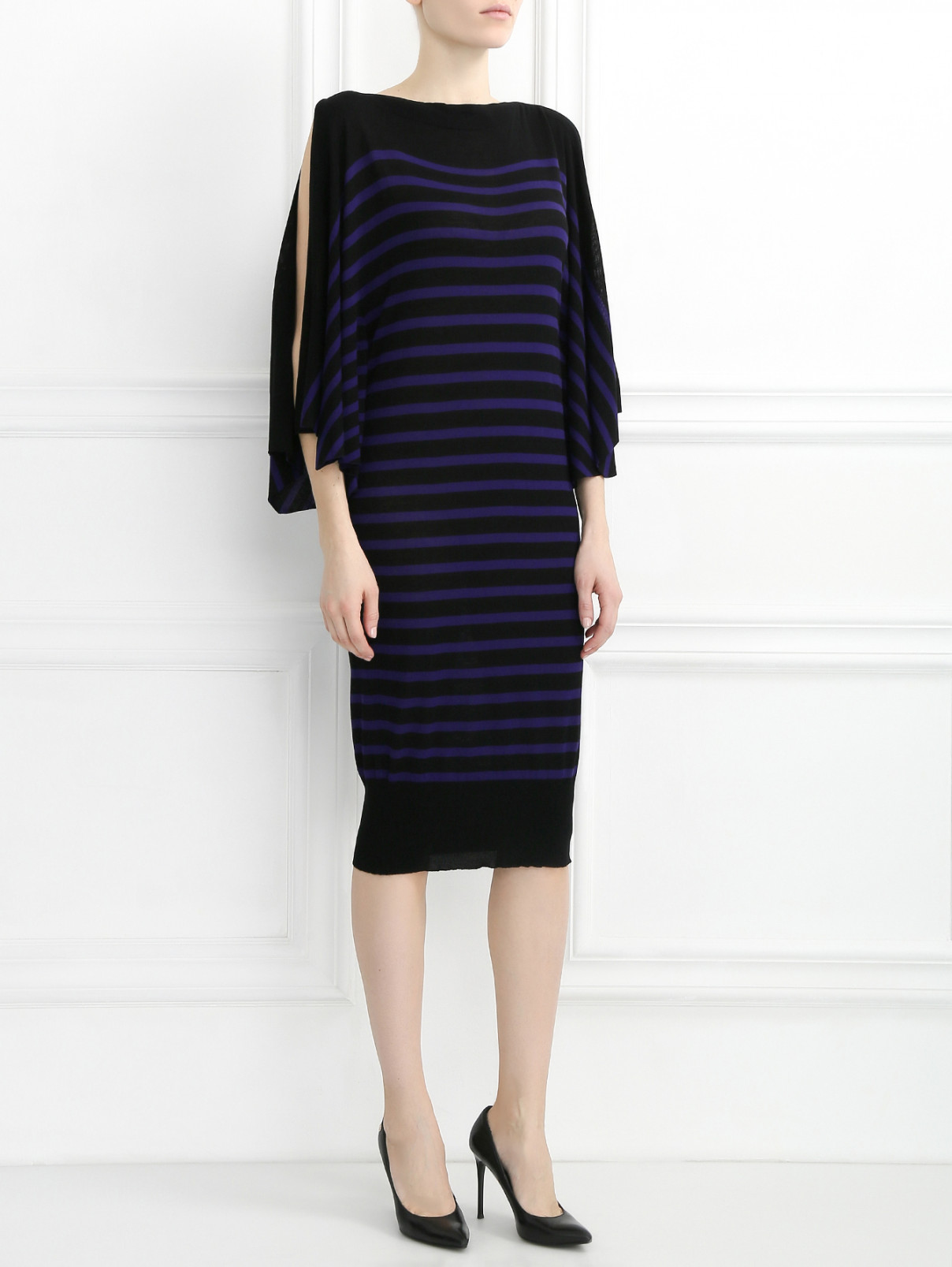 Платье с узором "полоска" Jean Paul Gaultier  –  Модель Общий вид  – Цвет:  Фиолетовый