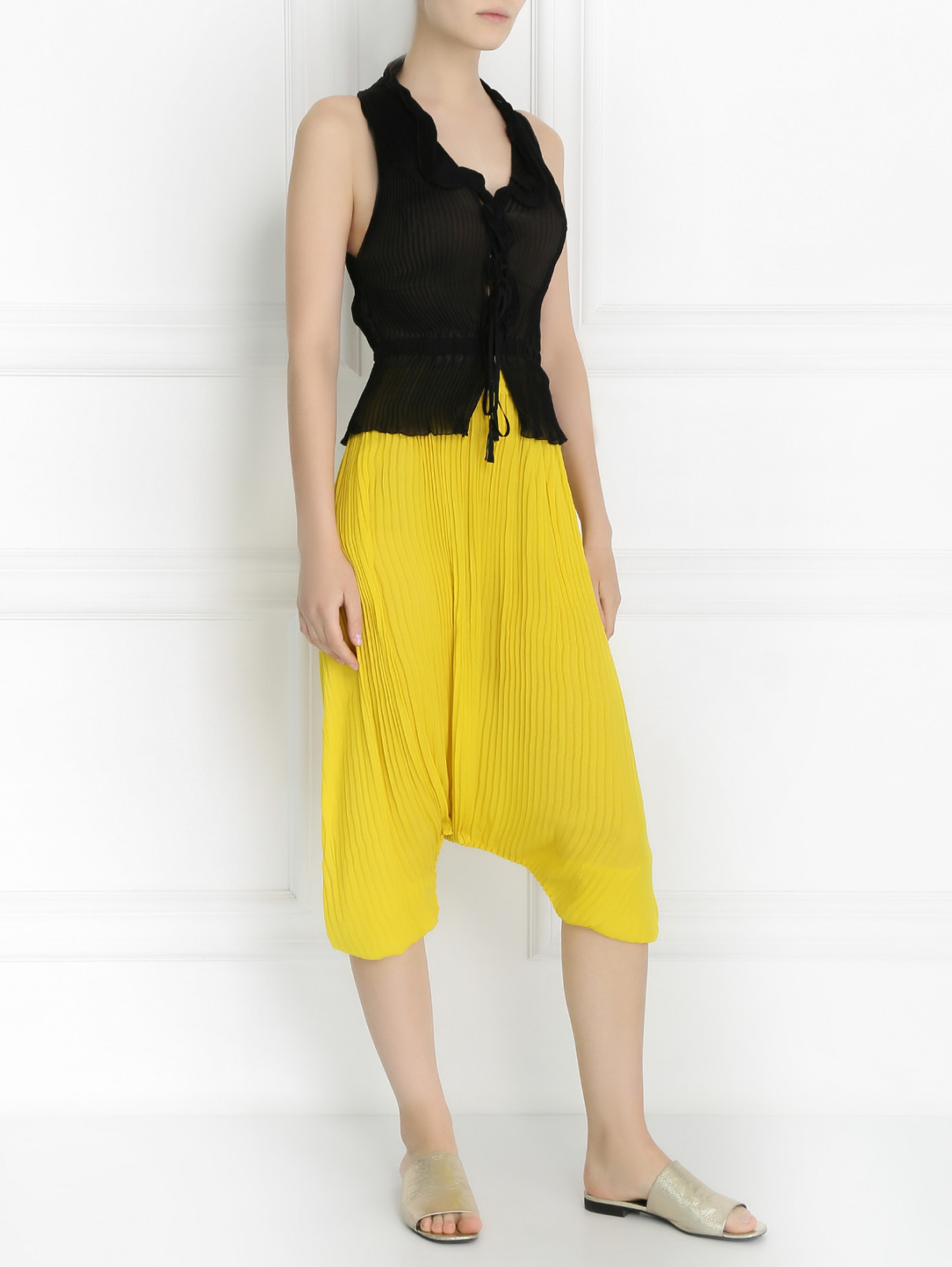 Плиссированные брюки свободного кроя Jean Paul Gaultier  –  Модель Общий вид  – Цвет:  Желтый