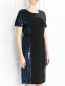 Платье-миди из шелка декорированное пайетками Yves Salomon  –  Модель Верх-Низ