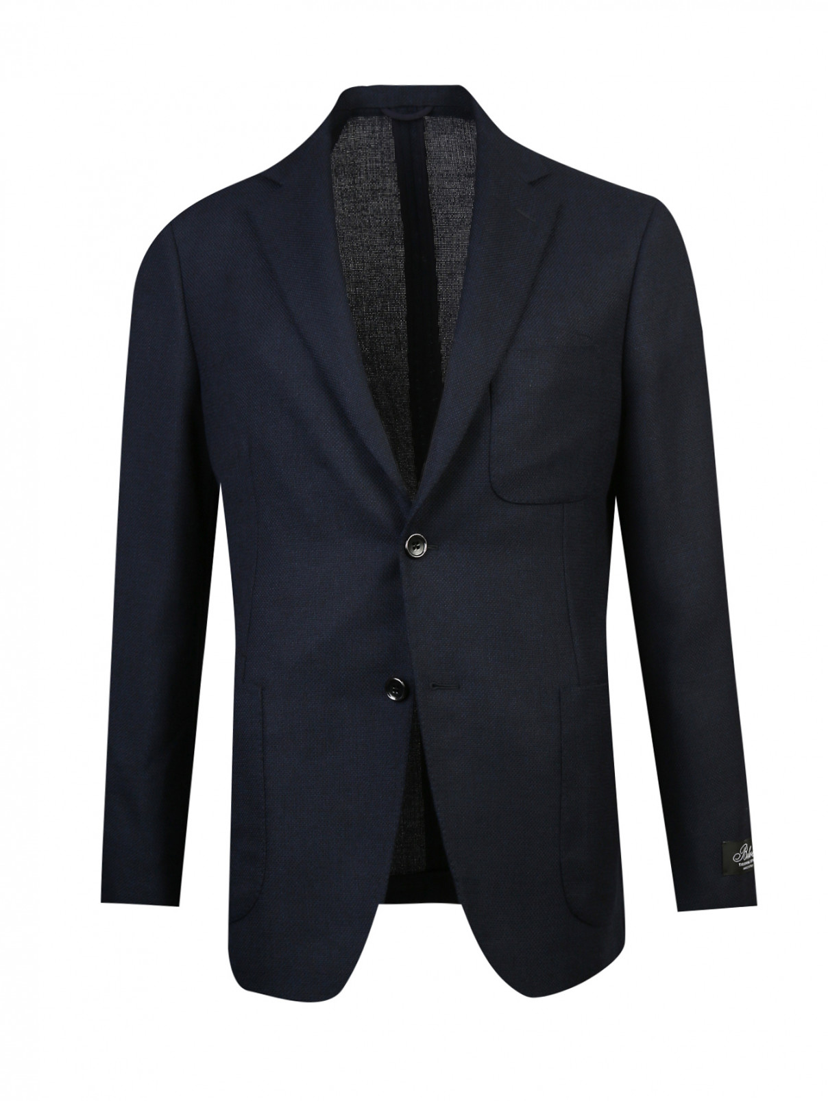 Пиджак однобортный из шерсти Belvest  –  Общий вид  – Цвет:  Синий