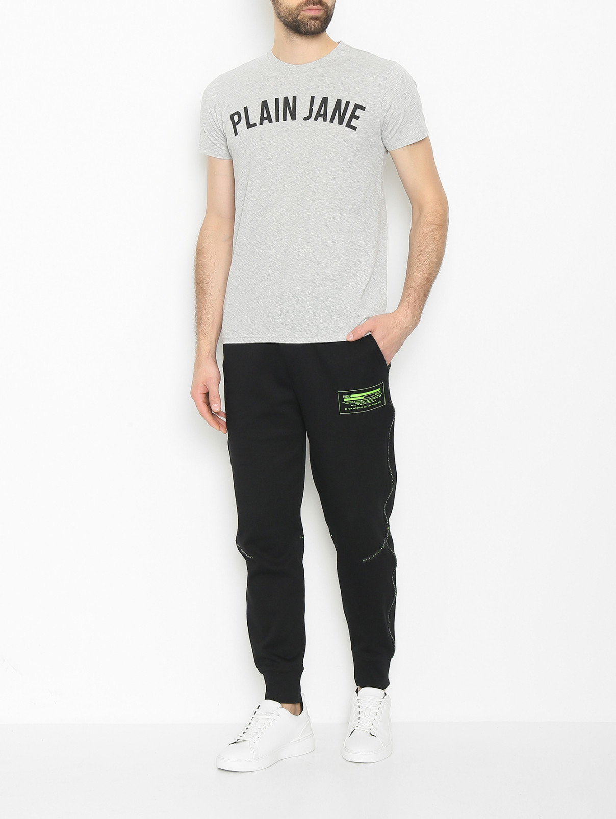 Футболка из смешанного хлопка с логотипом Plain Jane Homme  –  МодельОбщийВид