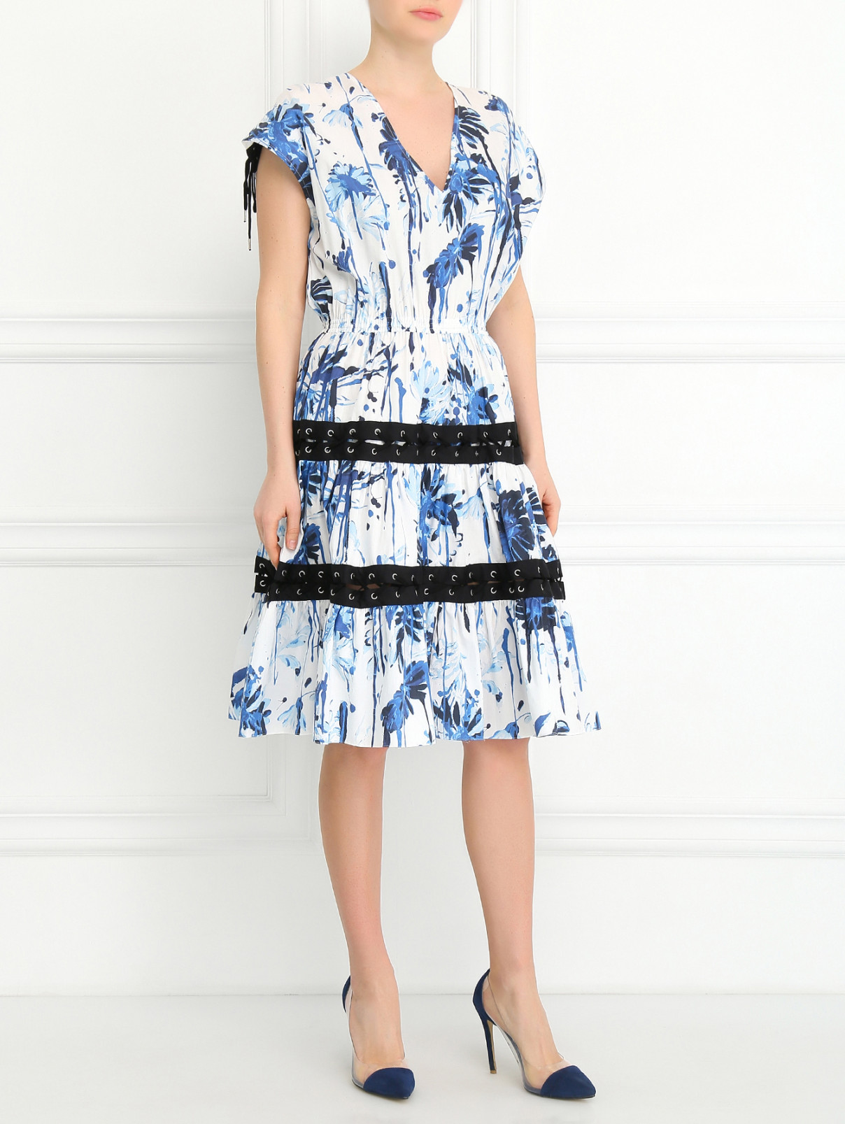 Платье из хлопка с цветочным узором Jean Paul Gaultier  –  Модель Общий вид  – Цвет:  Белый
