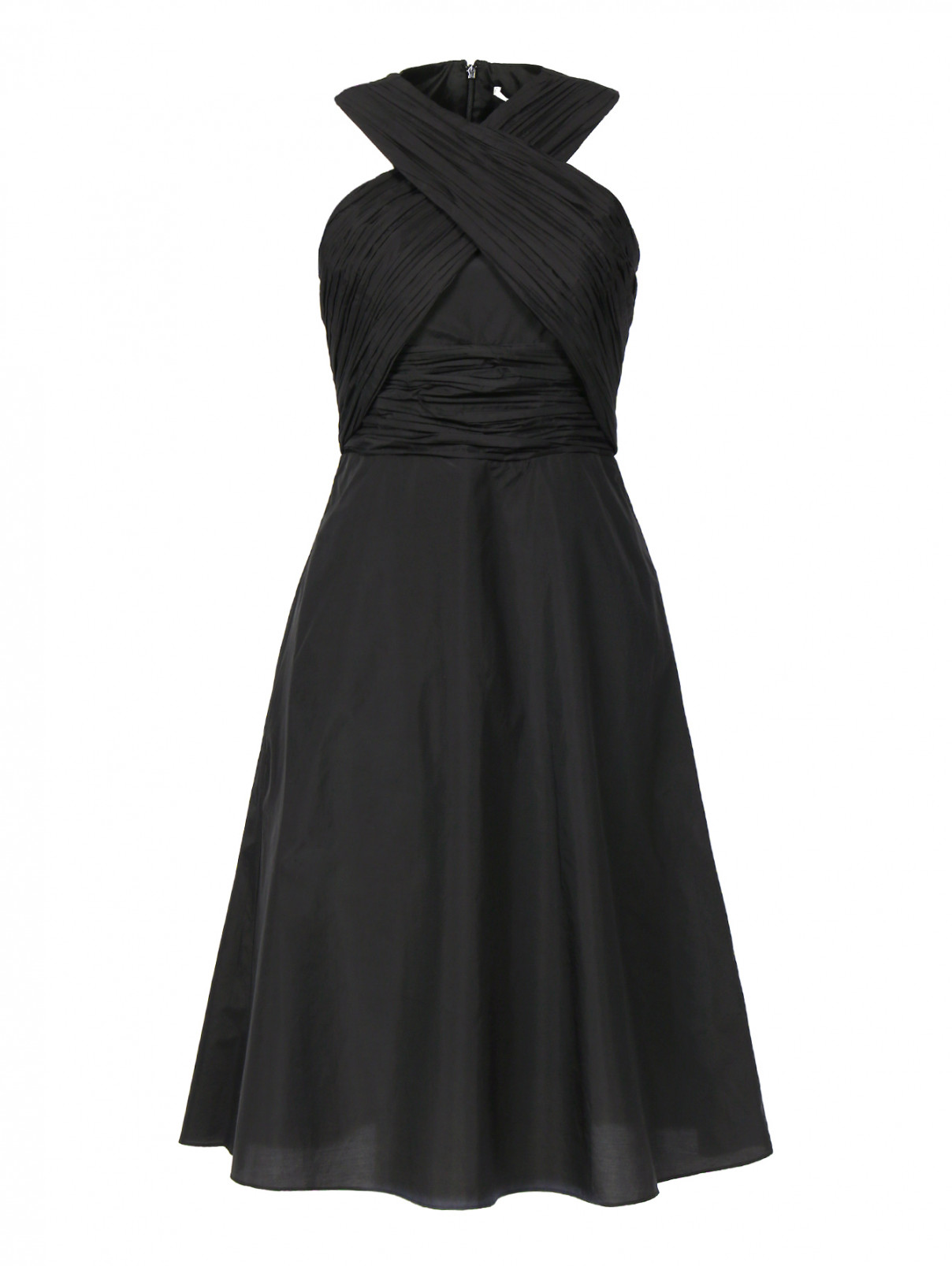 Платье-миди из смешанного хлопка с боковыми карманами Carven  –  Общий вид  – Цвет:  Черный