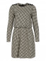 Трикотажное платье-миди из хлопка с узором Emporio Armani  –  Общий вид