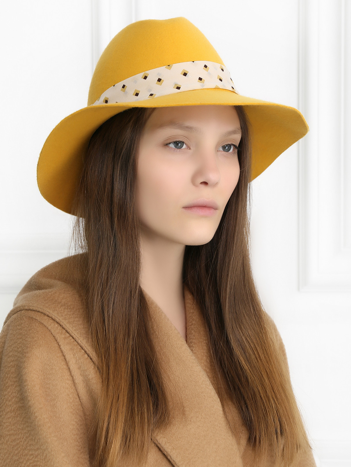 Шляпа из шерсти с широкими полями Max Mara  –  Модель Общий вид  – Цвет:  Оранжевый