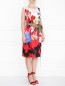 Платье из шелка с цветочным узором без рукавов Marina Rinaldi  –  МодельВерхНиз