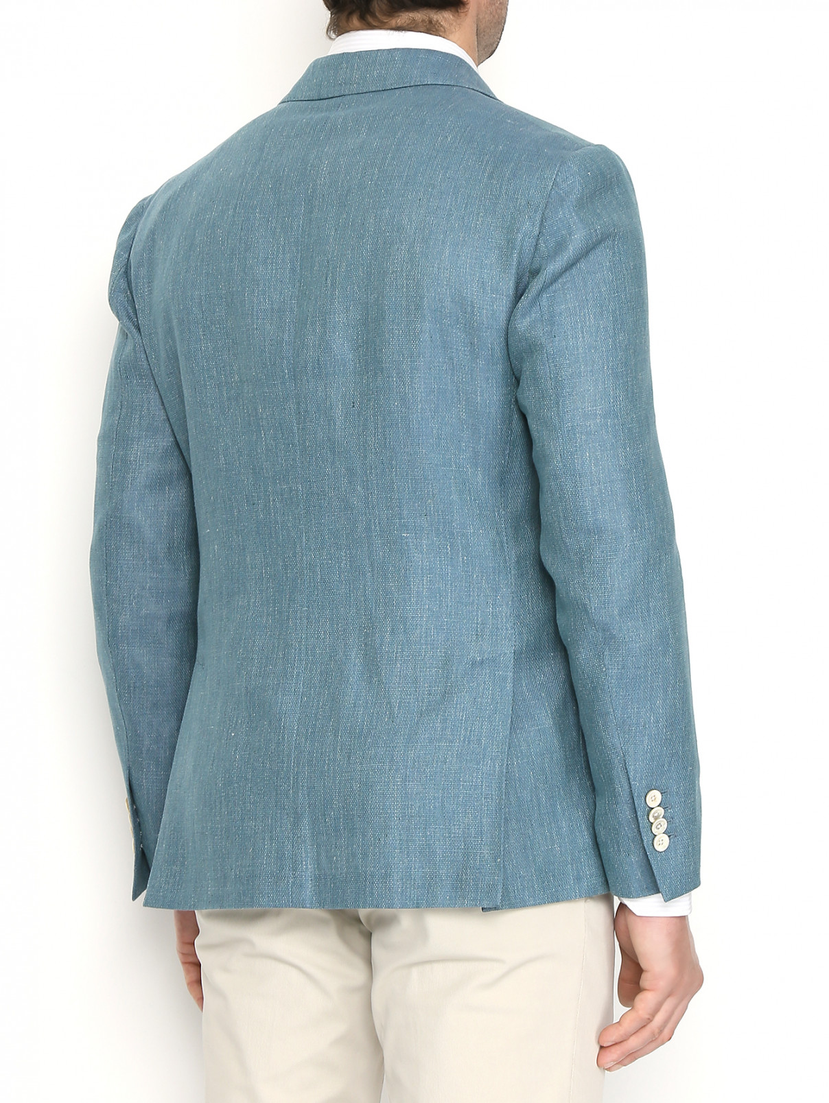 Пиджак из льна и хлопка с карманами LARDINI  –  МодельВерхНиз1  – Цвет:  Синий