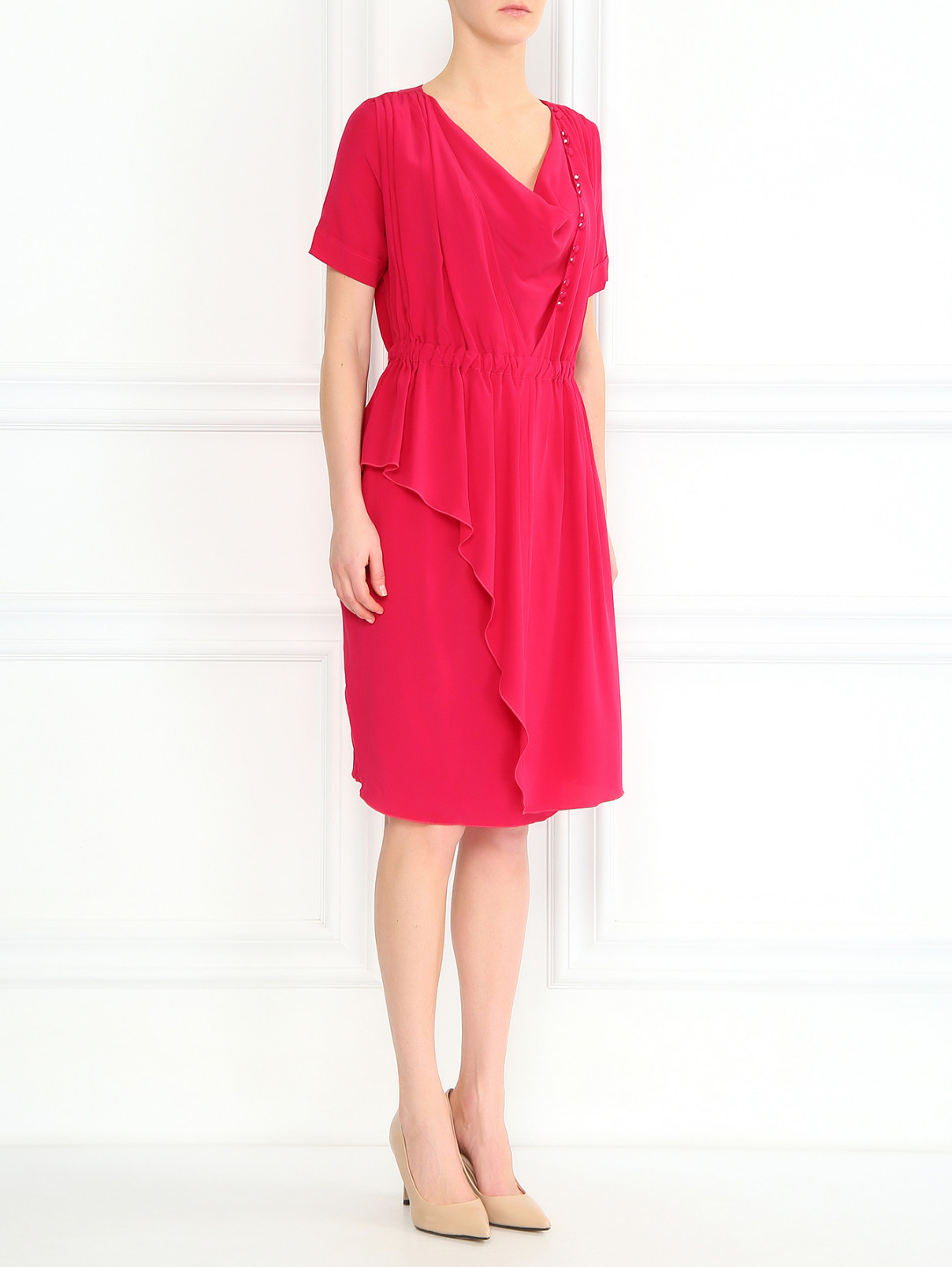 Шелковое платье с драпировкой Antonio Marras  –  Модель Общий вид  – Цвет:  Красный
