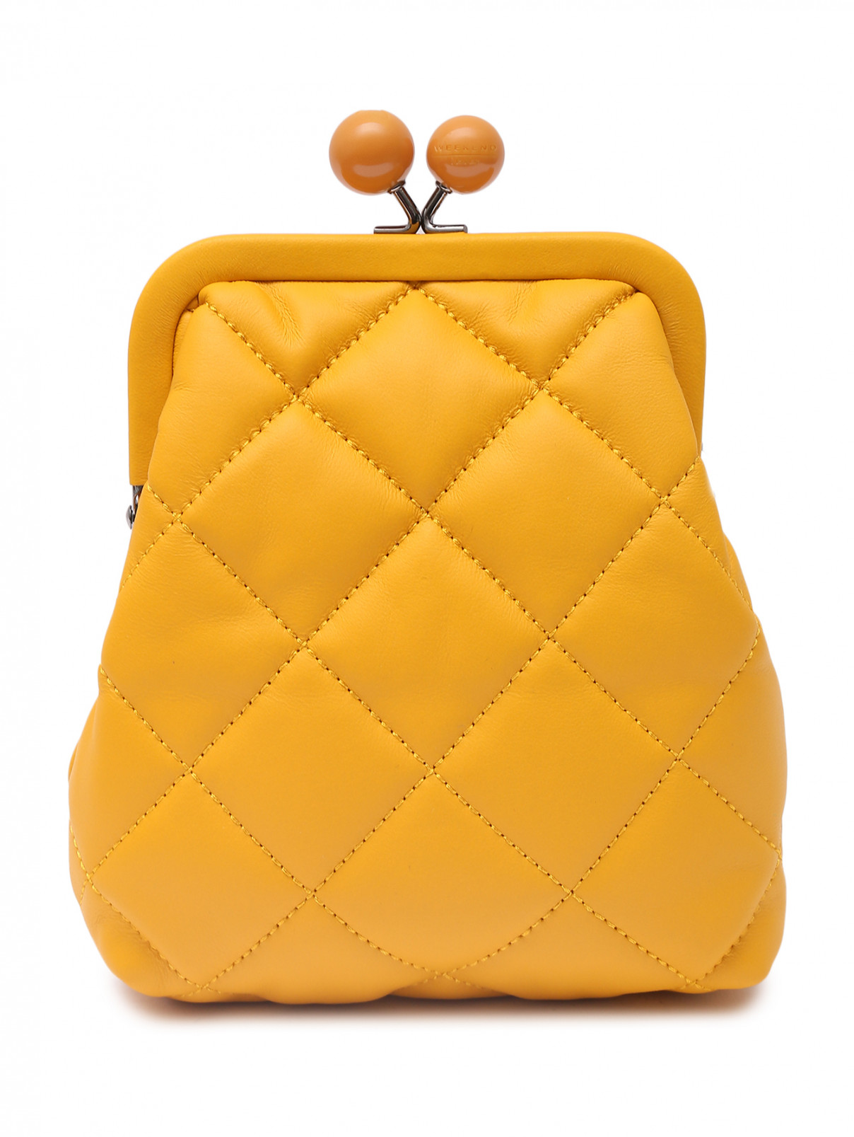 Стеганая сумка из кожи Weekend Max Mara  –  Общий вид  – Цвет:  Желтый